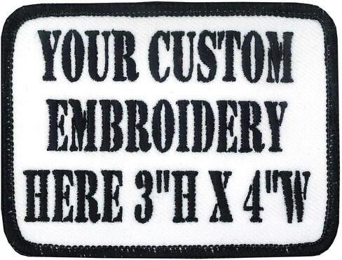 3in X 4in Custom Personalized Embroidered Patch for Workshirt or Uniforms. Black with Black Border. Up to 3 Lines of Text, Made in Wisconsin. in Kuwait