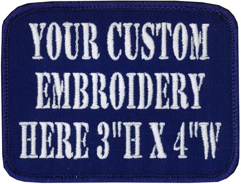 3in X 4in Custom Personalized Embroidered Patch for Workshirt or Uniforms. Black with Black Border. Up to 3 Lines of Text, Made in Wisconsin. in Kuwait