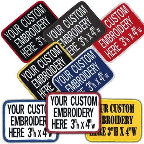 3in X 4in Custom Personalized Embroidered Patch for Workshirt or Uniforms. Black with Black Border. Up to 3 Lines of Text, Made in Wisconsin. in Kuwait