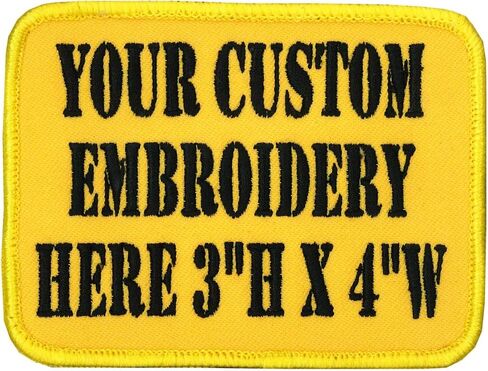 3in X 4in Custom Personalized Embroidered Patch for Workshirt or Uniforms. Black with Black Border. Up to 3 Lines of Text, Made in Wisconsin. in Kuwait