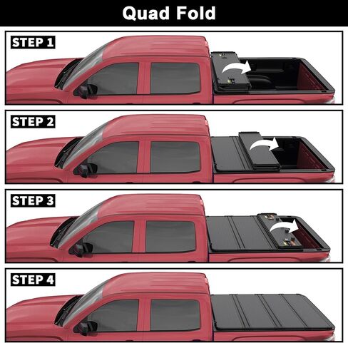 Soft Quad Fold Truck Bed Tonneau Cover Compatible for 2007-2013 Chevy Silverado/GMC Sierra 1500 (NOT Compatible for 2007 Classic Model) 4-Fold 6.5FT 78.9nch Bed Without Rail System in Kuwait