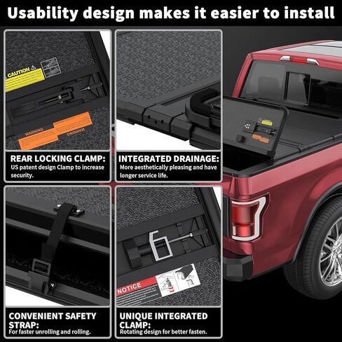 Soft Quad Fold Truck Bed Tonneau Cover Compatible for 2007-2013 Chevy Silverado/GMC Sierra 1500 (NOT Compatible for 2007 Classic Model) 4-Fold 6.5FT 78.9nch Bed Without Rail System in Kuwait