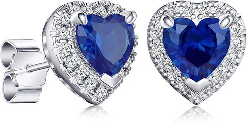 2.32CT aricsstone Stud Strings ، الأحجار الكريمة على شكل قلب مع هالو ، فضية جنيه إسترليني مع vermeil الذهب الأبيض 14K ، الانتهاء من روديوم in Kuwait