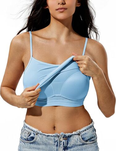 ZeroBound Camisole Built in Shelf Bra Tank Top - Basic Square Neck Halter Tops for Women, Spaghetti Strap Cami Tank Tops in Kuwait