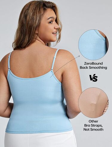 ZeroBound Camisole Built in Shelf Bra Tank Top - Basic Square Neck Halter Tops for Women, Spaghetti Strap Cami Tank Tops in Kuwait