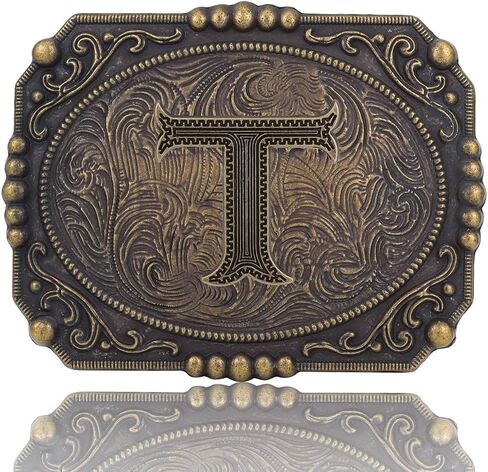 Western Cowboy Initial Letters A-Z Belt Buckle, Belt Buckles Mens Gifts for Husband Dad Boyfriend in Saudi Arabia