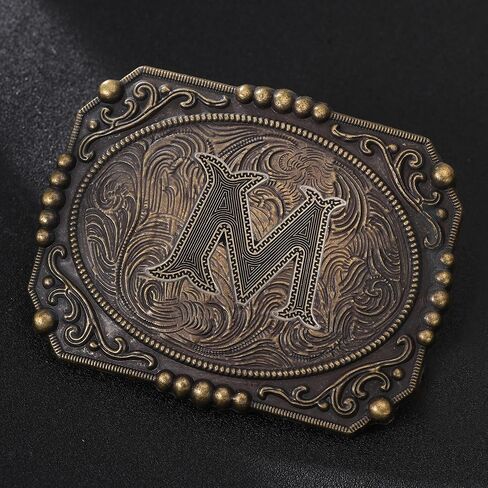 Western Cowboy Initial Letters A-Z Belt Buckle, Belt Buckles Mens Gifts for Husband Dad Boyfriend in Saudi Arabia