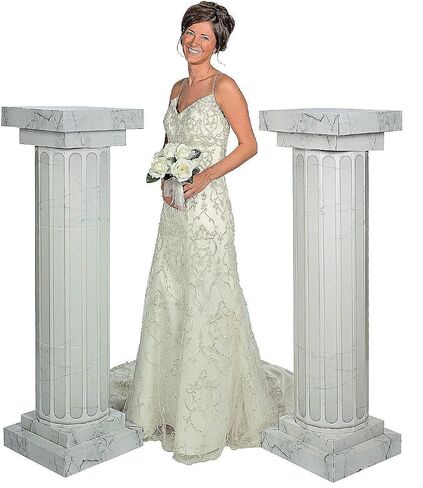 Fun Express Marble-Look Fluted Pillars 6' Tall - Large Party Decor - Wedding, Prom, Formal Dances - 3D Stand Ups - VBS Vacation Bible School Supplies/Decor - 2 Pieces in Saudi Arabia