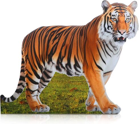 Geelin 4ft Tiger Cardboard Close Life Life Animal Stand Up Safari Jungle Photo Booths Prop Cut Out for Zoo Safari Jungle تحت عنوان نمر عيد ميلاد إمدادات الزخرفة in Saudi Arabia