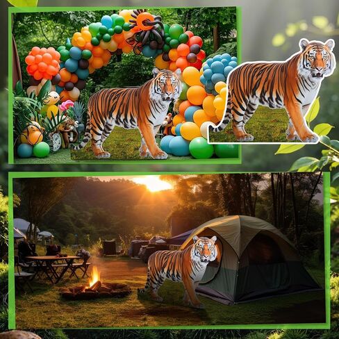 Geelin 4ft Tiger Cardboard Close Life Life Animal Stand Up Safari Jungle Photo Booths Prop Cut Out for Zoo Safari Jungle تحت عنوان نمر عيد ميلاد إمدادات الزخرفة in Saudi Arabia