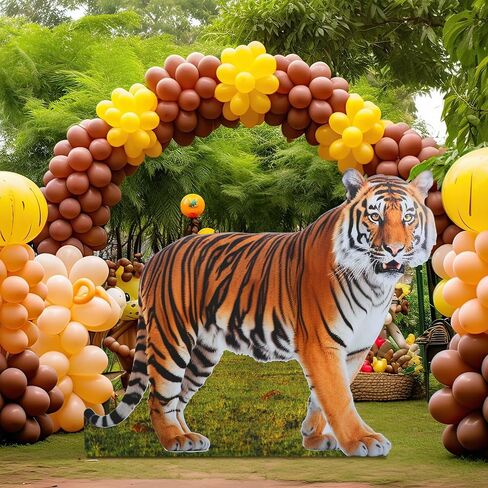 Geelin 4ft Tiger Cardboard Close Life Life Animal Stand Up Safari Jungle Photo Booths Prop Cut Out for Zoo Safari Jungle تحت عنوان نمر عيد ميلاد إمدادات الزخرفة in Saudi Arabia