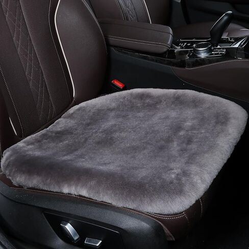 20 inchs Fluffy Genuine Australia Sheepskin Car Seat Cover for Auto Interior Accessories with Soft Fuzzy Wool Natural Fur Non-Slip (Black, Front) in Kuwait