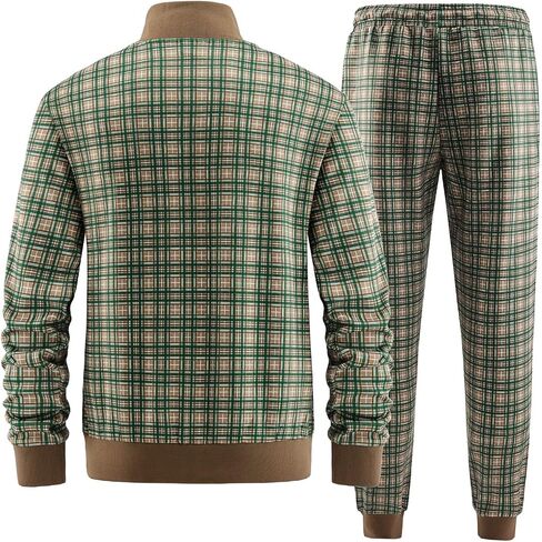 W JIANWANG Plaid Track Suits for Men Set Jogging Tracksuit Mens Sweatsuits Sport Jogger Sweat Suits Sports Clothes Outfits in Saudi Arabia