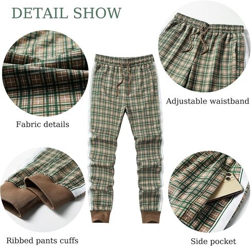 W JIANWANG Plaid Track Suits for Men Set Jogging Tracksuit Mens Sweatsuits Sport Jogger Sweat Suits Sports Clothes Outfits in Saudi Arabia