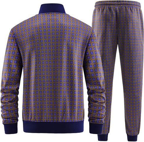 W JIANWANG Plaid Track Suits for Men Set Jogging Tracksuit Mens Sweatsuits Sport Jogger Sweat Suits Sports Clothes Outfits in Saudi Arabia
