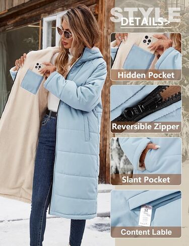 Yusongirl المرأة الشتاء معاطف طويلة العصرية سترة منتفخة شيربا الصوف مبطن أسفل معطف طويل الأكمام سترة المتضخم مع غطاء محرك السيارة in Kuwait