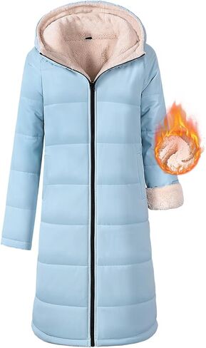 Yusongirl المرأة الشتاء معاطف طويلة العصرية سترة منتفخة شيربا الصوف مبطن أسفل معطف طويل الأكمام سترة المتضخم مع غطاء محرك السيارة in Kuwait