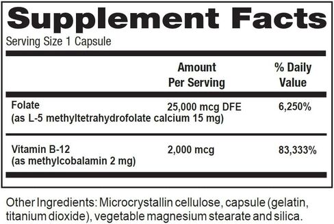 ملحق ، 30 كبسولة ، ميثيل كوبالامين ، L-methylfolate ، GMP ، نباتي ؛ العصب ، الدماغ ، المعرفي ، الذاكرة ، المزاج ، القلب ودعم الدم in Saudi Arabia