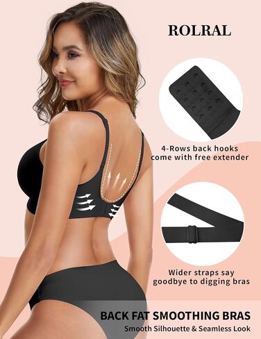 Womens Deep V Wireless Bra No Underwire Seamless Comfort Support Tshirt Push Up Bralette for Everyday/Sleep Wear in Kuwait