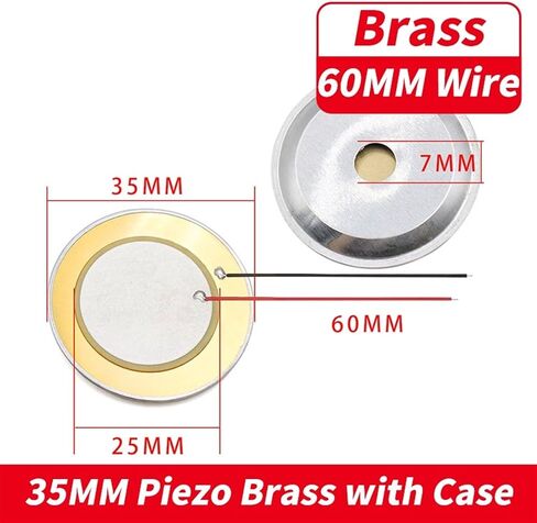10PCS/lot 12MM 15MM 20MM 27MM 35MM Brass Buzzer Sheet with Aluminum Shell Sound Cavity Welding Wire Piezoelectric Ceramic Sheet(10PCS 35MM) in Kuwait