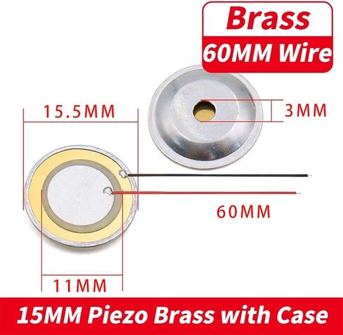 10PCS/lot 12MM 15MM 20MM 27MM 35MM Brass Buzzer Sheet with Aluminum Shell Sound Cavity Welding Wire Piezoelectric Ceramic Sheet(10PCS 35MM) in Kuwait