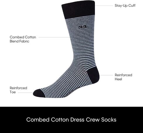 Calvin Klein Mens Dress Crew Socks-6 Pack Soft Cushioned Donting Cotton Work Sicks for Men (الأحجام: 7-12) in Saudi Arabia