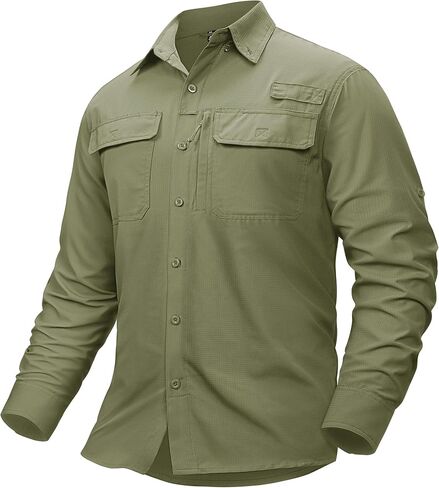 TACVASEN Mens Fishing Shirts Long Sleeve Sun Protection Shirts UPF50+ Quick Dry Button Down Shirts with Zipper Pockets in Saudi Arabia