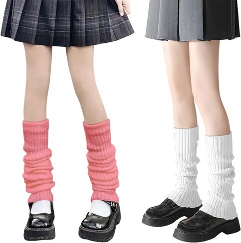 Leg Warmers for Women Winter,2Pcs White Leg Warmers,Leg Warmers Y2K,Black Leg Warmers 80s Women,for Walking in Kuwait