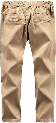Boys‘ Solid Color Elastic Waist Cotton Pants with Embroidery for Kids in Saudi Arabia