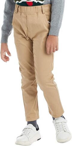 Boys‘ Solid Color Elastic Waist Cotton Pants with Embroidery for Kids in Saudi Arabia