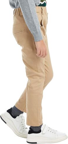 Boys‘ Solid Color Elastic Waist Cotton Pants with Embroidery for Kids in Saudi Arabia