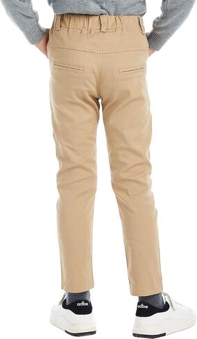 Boys‘ Solid Color Elastic Waist Cotton Pants with Embroidery for Kids in Saudi Arabia