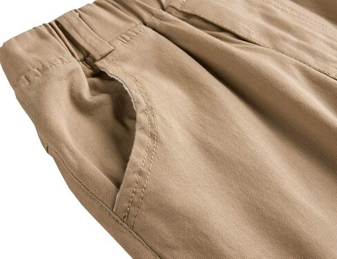 Boys‘ Solid Color Elastic Waist Cotton Pants with Embroidery for Kids in Saudi Arabia