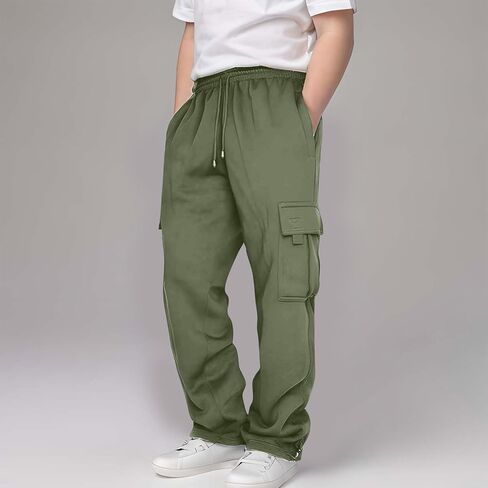 Boys Cargo Joggers Elastic Waist Casual Teens Boy Sweatpants Kids Workout Active Jogger Pants with Pockets 3-14 Years in Saudi Arabia