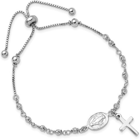 925 Sterling Silver Rhodium Cross Cross Cross Dangle Box Stail Bracelet for Women ، AFJ-QG-QG6386-MP in Saudi Arabia