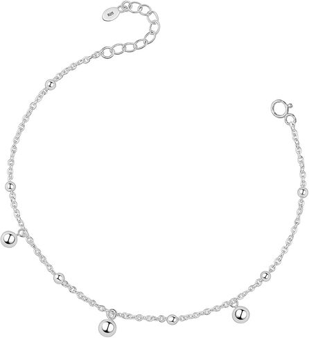 Lecalla 925 Sterling Silver Bracelets للنساء | مجوهرات 14K المطلية بالذهب | سوار سحر خفيف الوزن 7.5 بوصة | هدية سوار سحر الفضة لأمي وابنتها in Kuwait