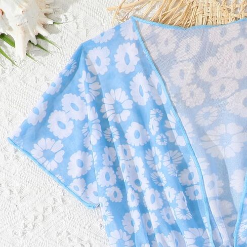 Teen Girl Swim Suits, Girl's 3 Piece Set Cute Floral Print Bikini Bathing Swim Suits with Beach Skirt Coverup in Saudi Arabia