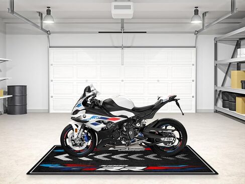 حصيرة المرآب لنموذج الدراجات النارية S1000RR ، حصيرة مواقف ، حصيرة الحفرة ، السجاد غير القابل للغسل غير القابل للانزلاق وسجاد أرضية صالة العرض (أبيض فاتح - M Motorsport ، الحجم 1: 86.6 × 39.4/220 × 100 سم) in Kuwait