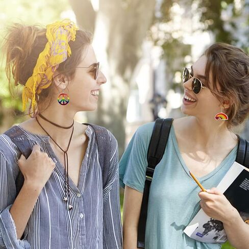 Pride Earrings for Women Men Rainbow Drop Earrings Heart Star Rainbow Dangle Earring Set Love Wins Pride Jewelry for Women Girls Men (A) in Saudi Arabia