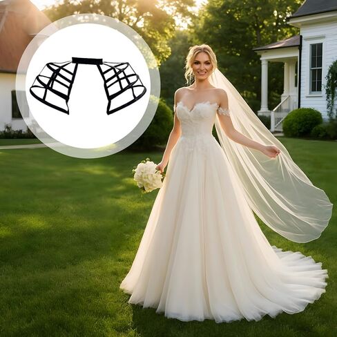 PANNEIER PETTICOAT WONINGES ، تنورة صاخبة فيكتوري ، تنورة قفص للنساء مع الخصر القابل للتعديل الأسود in Saudi Arabia