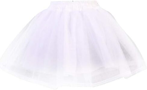 Women Girls Double Layers Solid Color Short Tulle Petticoats Elastic Waistband A in Saudi Arabia