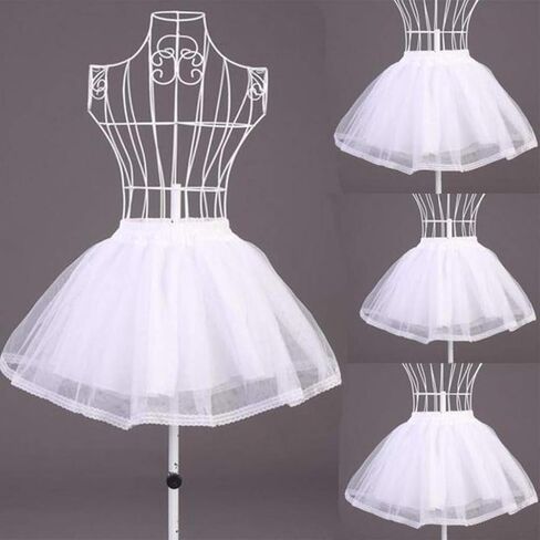 Women Girls Double Layers Solid Color Short Tulle Petticoats Elastic Waistband A in Saudi Arabia