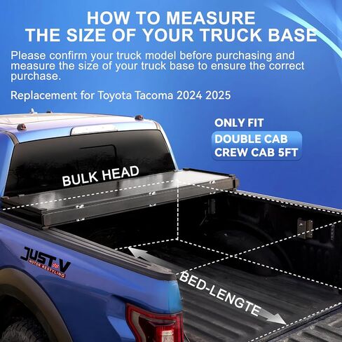 استبدال غطاء تونيو لسرير الشاحنة الصلب ثلاثي الطي لسيارة Toyota Tundra 2014-2024 كابينة مزدوجة/CrewMax Cab 5.5FT، سرير FRP أسود مزخرف، (التركيب برأس السكك الحديدية، يتطلب دعامة) in Kuwait