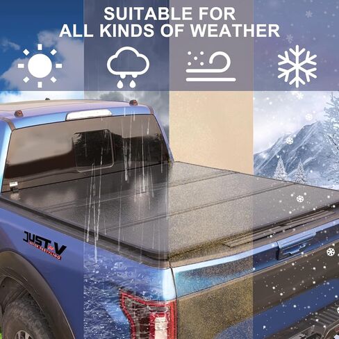 استبدال غطاء تونيو لسرير الشاحنة الصلب ثلاثي الطي لسيارة Toyota Tundra 2014-2024 كابينة مزدوجة/CrewMax Cab 5.5FT، سرير FRP أسود مزخرف، (التركيب برأس السكك الحديدية، يتطلب دعامة) in Kuwait