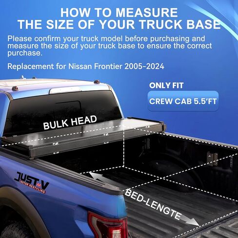 استبدال غطاء تونيو لسرير الشاحنة الصلب ثلاثي الطي لسيارة Toyota Tundra 2014-2024 كابينة مزدوجة/CrewMax Cab 5.5FT، سرير FRP أسود مزخرف، (التركيب برأس السكك الحديدية، يتطلب دعامة) in Kuwait