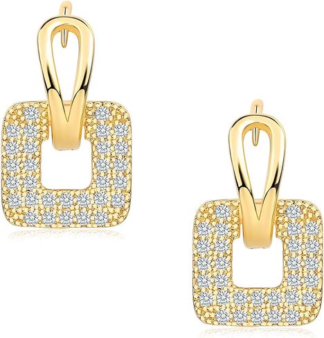 14K Gold Plated Cubic Zirconia Hoop Earrings For Women Men Fashion CZ Earrings in Saudi Arabia