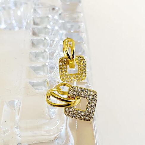14K Gold Plated Cubic Zirconia Hoop Earrings For Women Men Fashion CZ Earrings in Saudi Arabia