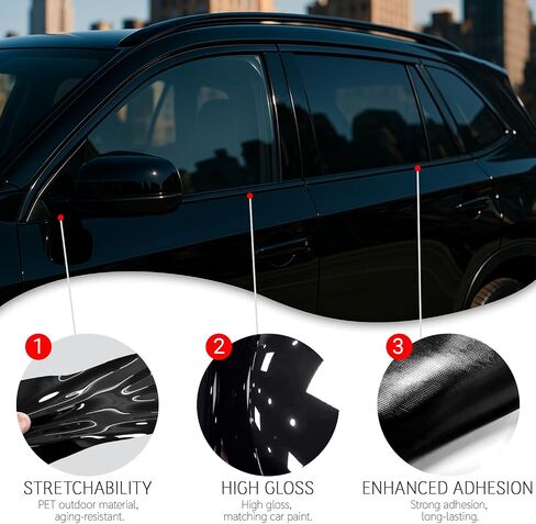 Side Window Chrome Delete Vinyl Wrap Overlay fit for 2019 2020 2021 2022 2023 2024 2024 2025 Toyota Rav4 with Blackout Film Gloss Black Kits Accessories in Kuwait