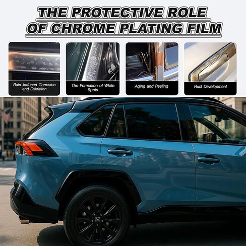 Side Window Chrome Delete Vinyl Wrap Overlay fit for 2019 2020 2021 2022 2023 2024 2024 2025 Toyota Rav4 with Blackout Film Gloss Black Kits Accessories in Kuwait
