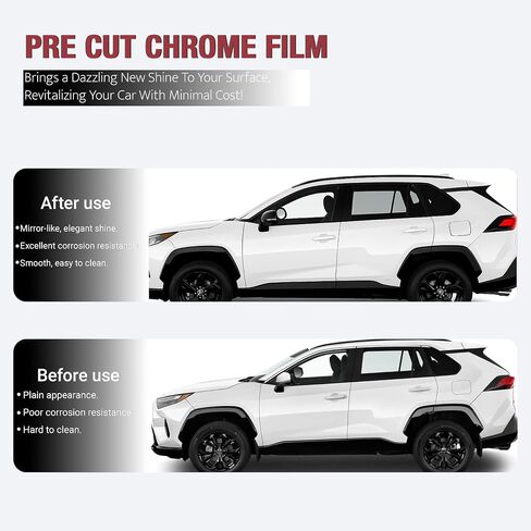 Side Window Chrome Delete Vinyl Wrap Overlay fit for 2019 2020 2021 2022 2023 2024 2024 2025 Toyota Rav4 with Blackout Film Gloss Black Kits Accessories in Kuwait